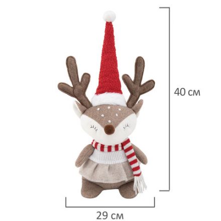 Украшение новогоднее интерьерное 40 см "Веселый оленёнок", полиэстер, ЗОЛОТАЯ СКАЗКА, 592508