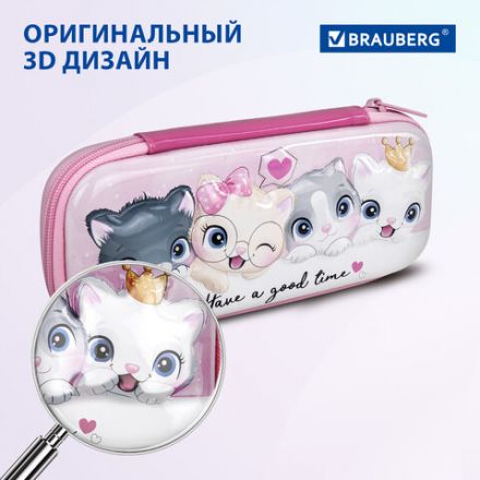 Пенал BRAUBERG, 1 отделение, 1 откидная планка, EVA 3D, 22х10х5 см, "Cats", 270700 Пенал BRAUBERG, 1 отделение, 1 откидная планка, EVA 3D, 22х10х5 см, "Cats", 270700