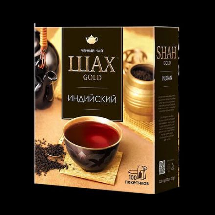 Чай ШАХ Gold "Индийский" черный, 100 пакетиков по 2 г, 0925-18 Чай ШАХ Gold "Индийский" черный, 100 пакетиков по 2 г, 0925-18