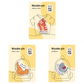 Набор деревянных значков MESHU "For cat lovers", каширование, 3шт. Набор деревянных значков MESHU "For cat lovers", каширование, 3шт.