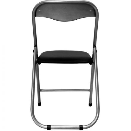 Стул складной  каркас серебр,обивка кожзам черный РС 04