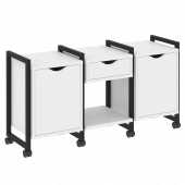 Loft Тумба на колесных опорах наборная. Вариант №7 VR.L-TN-7.K Белый бриллиант/Чёрный металл 1440*460*767 Loft Тумба на колесных опорах наборная. Вариант №7 VR.L-TN-7.K Белый бриллиант/Чёрный металл 1440*460*767