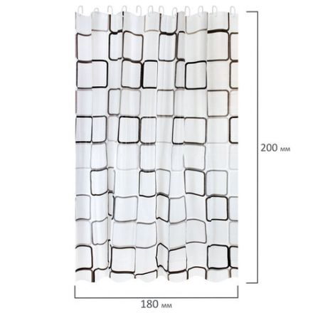 Шторка для ванной PEVA, 180х200 см, кольца в комплекте, 3 дизайна ассорти, ФИГУРЫ, PRIMILA (ПРИМИЛА), 700075 Шторка для ванной PEVA, 180х200 см, кольца в комплекте, 3 дизайна ассорти, ФИГУРЫ, PRIMILA (ПРИМИЛА), 700075