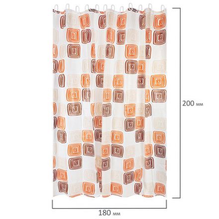 Шторка для ванной PEVA, 180х200 см, кольца в комплекте, 3 дизайна ассорти, ФИГУРЫ, PRIMILA (ПРИМИЛА), 700075 Шторка для ванной PEVA, 180х200 см, кольца в комплекте, 3 дизайна ассорти, ФИГУРЫ, PRIMILA (ПРИМИЛА), 700075