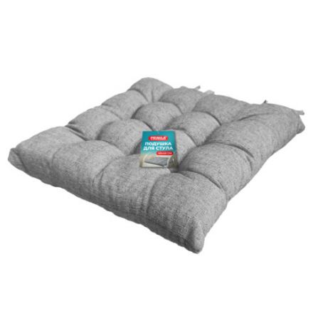 Подушка на стул "РОГОЖКА", 40x40 см, полиэстер, светло-серая, PRIMILA (ПРИМИЛА) LUX, 700498