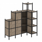 Loft Угловой внутренний стеллаж наборный VR.L-48 Тиквуд тёмный/Чёрный металл 1694*862*1869