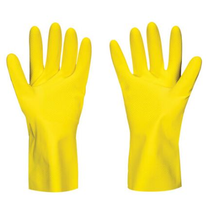 Перчатки латексные SCAFFA "Луч", КЩС-2, хлопчатобумажное напыление, размер 8, M (средний), желтые, 00-01017717