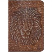 Обложка для паспорта OfficeSpace "Премиум", кожа, Лев, светло-коричневый Обложка для паспорта OfficeSpace "Премиум", кожа, Лев, светло-коричневый