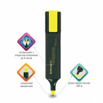 Набор текстовыделителей 4 ЦВЕТА, BRAUBERG "ORIGINAL", линия письма 1-5 мм, 151689 Набор текстовыделителей 4 ЦВЕТА, BRAUBERG "ORIGINAL", линия письма 1-5 мм, 151689