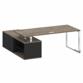 Shift Стол руководителя с опорной греденцией, правый SK.SRG-200 (R) Тиквуд тёмный/Антрацит 2000*1800*753 Shift Стол руководителя с опорной греденцией, правый SK.SRG-200 (R) Тиквуд тёмный/Антрацит 2000*1800*753
