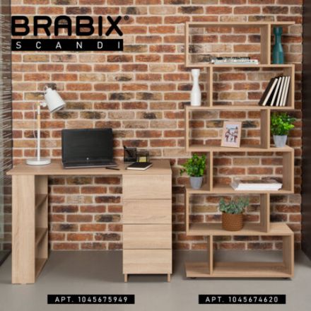 Стеллаж BRABIX "Scandi SH-008", 730х250х1760 мм, 6 секций, ЛДСП, дуб сонома, 641898, ЦБ013658-2