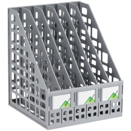 Лоток для бумаг вертикальный СТАММ, сборный, 6 отделений, серый