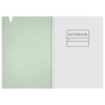 Тетрадь обложка пластик, А4 80 л., гребень мягкий, вырубка для ручки, клетка, BRAUBERG, светло-зеленый, 405373