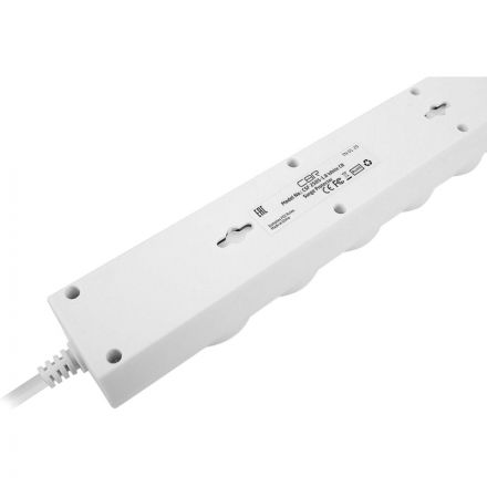 Сетевой фильтр CBR CSF 2505-3.0 White PC, 5р/3м, цвет белый (пакет)