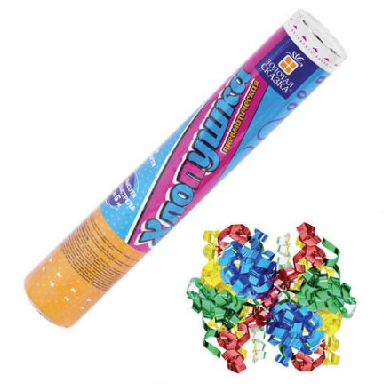 Хлопушка пневматическая 30 см "Серпантин" фольга, конфетти ассорти, ЗОЛОТАЯ СКАЗКА, 592467