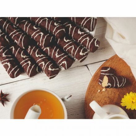 Печенье БЕЛОГОРЬЕ "Пальчики оближешь", сдобное в темной глазури с декором, 265 г, 30-85