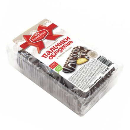 Печенье БЕЛОГОРЬЕ "Пальчики оближешь", сдобное в темной глазури с декором, 265 г, 30-85