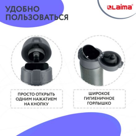 Термокружка 470 мл из нержавеющей стали SUS304, бесконечно темно-серый металлик, LAIMA, 608827