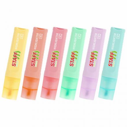 Набор текстовыделителей 6 ПАСТЕЛЬНЫХ ЦВЕТОВ, STAFF "EVERYDAY HL-707", линия 1-5 мм, скошенный наконечник, 152551