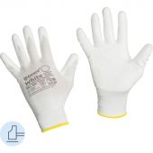 Перчатки защитные нейлон Gward White PU1001 с п/у покрытием р.7 (12 пар/уп)