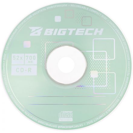Носители информации Bigtech YCDRP001 CD-R 700МБ Printable 52x 100шт/уп cake