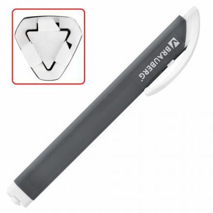 Ластик выдвижной + 2 сменных ластика BRAUBERG "TRIOS", 124х12х12 мм, графитовый корпус, 272692