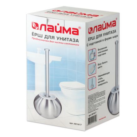 Ершик для унитаза с подставкой в форме шара, нержавеющая сталь, матовый, LAIMA, 601617 Ершик для унитаза с подставкой в форме шара, нержавеющая сталь, матовый, LAIMA, 601617