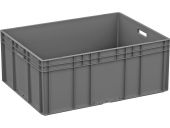 Ящик 800х600х320 сплошной серый, усиленное дно, открытые ручки Ящик 800х600х320 сплошной серый, усиленное дно, открытые ручки