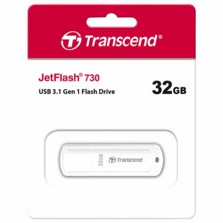 Флеш-диск 32 GB TRANSCEND JetFlash 730, USB 3.1, белый, TS32GJF730
