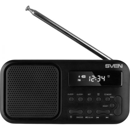 Радиоприемник Sven SRP-50, 3Вт, BT/FM/USB-C, будильник, встр аккум