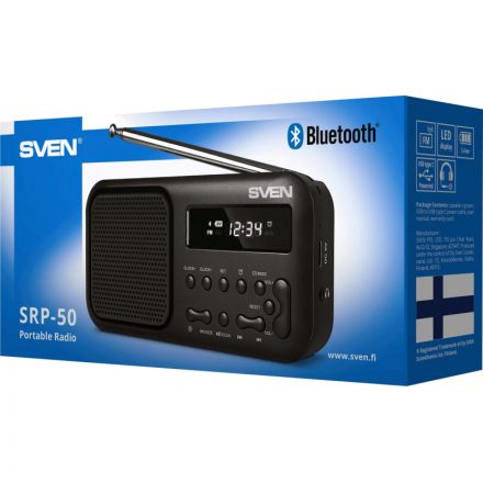 Радиоприемник Sven SRP-50, 3Вт, BT/FM/USB-C, будильник, встр аккум