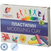 Пластилин классический Луч Классика 8 цветов 160 г со стеком