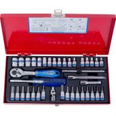 Набор головок торцевых 1/4, шестигранные, 4-13 мм, 39 предметов, KING TONY