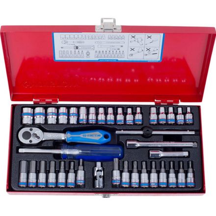 Набор головок торцевых 1/4, шестигранные, 4-13 мм, 39 предметов, KING TONY