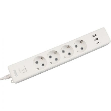 Удлинитель Power Cube, 4р с/з вык.,3USB, 3500 Вт, 16А,1.9 м, 3x1,0 (белый)