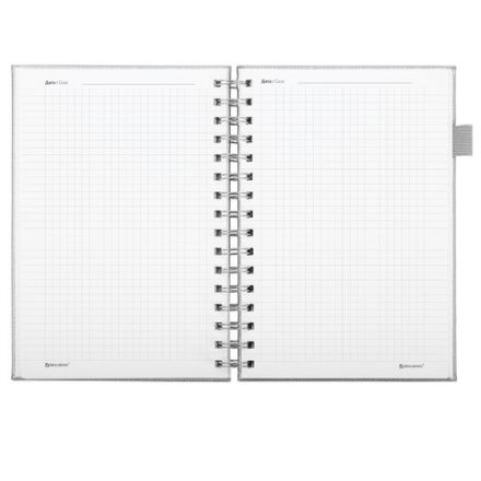 Бизнес-тетрадь на гребне А5 148х216 мм, BRAUBERG "Calipso" под кожу, резинка, клетка, 80 л., серая, 116253