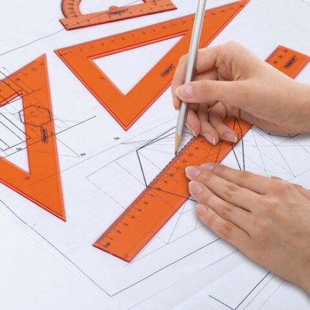 Набор чертежный большой ПИФАГОР (линейка 30 см, 2 треугольника, транспортир), прозрачный, неоновый, ассорти, 210856