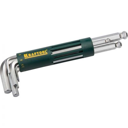 Набор ключей имбусовых KRAFTOOL, длинные с шариком, HEX 2-10мм, 8 пред