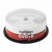 Диск DVD+R SONNEN, 4,7 Gb, 16x, Cake Box (упаковка на шпиле), КОМПЛЕКТ 25 шт., 513532