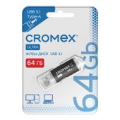 Флеш-диск 64 GB, CROMEX (КРОМЕКС) Ultra USB 3.1, металлический корпус, черный, 514164