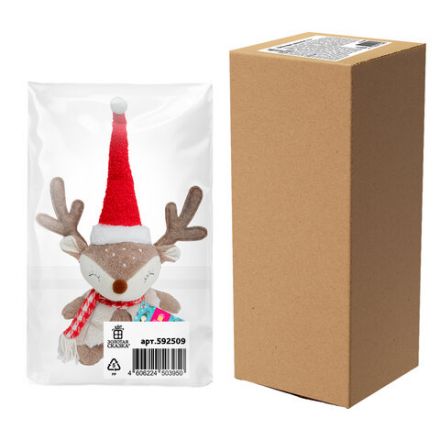 Украшение новогоднее интерьерное 40 см "Забавный оленёнок", полиэстер, ЗОЛОТАЯ СКАЗКА, 592509