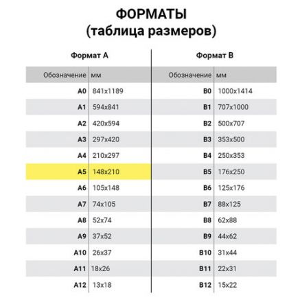 Бумага офисная МАЛОГО ФОРМАТА (148х210), А5, 80 г/м2, 500 л., марка С, STAFF "Profit", 146% (CIE), 110446