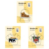 Набор деревянных значков MESHU "Go outside", каширование, 3шт. Набор деревянных значков MESHU "Go outside", каширование, 3шт.