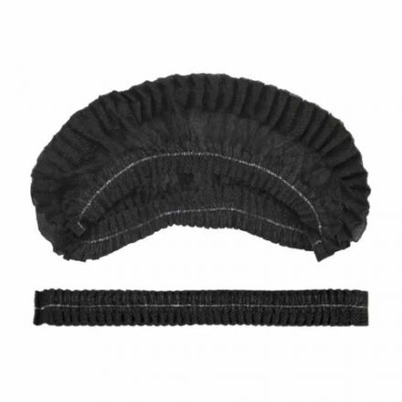 Шапочка "Шарлотта" черная, КОМПЛЕКТ 100 шт., спанбонд 10 г/м2, МЕДСЕРВИС