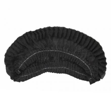 Шапочка "Шарлотта" черная, КОМПЛЕКТ 100 шт., спанбонд 10 г/м2, МЕДСЕРВИС