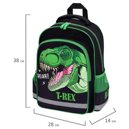 Рюкзак ПИФАГОР SCHOOL, 1 отделение, 3 кармана, "Dino roar", 38x28х14 см, 272080
