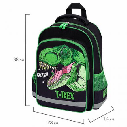 Рюкзак ПИФАГОР SCHOOL, 1 отделение, 3 кармана, "Dino roar", 38x28х14 см, 272080