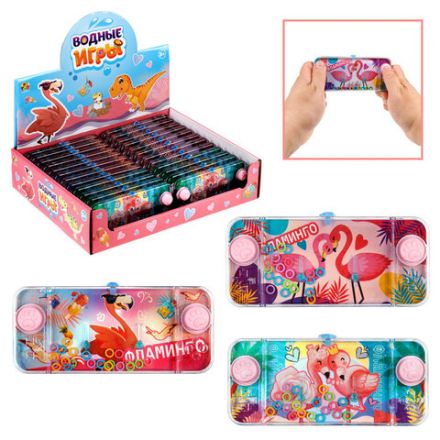 Водный тетрис колечки "Фламинго" 15,5х7х2 см, АССОРТИ, 3 вида, дисплей, 1TOY, Т26509