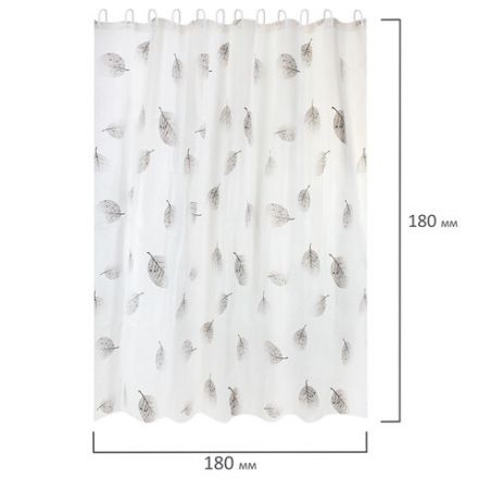 Шторка для ванной PEVA, 180х180 см, кольца в комплекте, 3 дизайна ассорти, РАСТЕНИЯ, PRIMILA (ПРИМИЛА), 700076