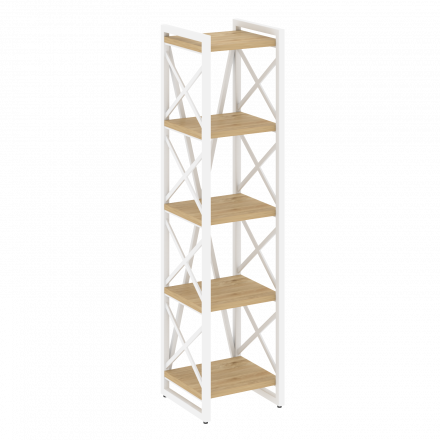 Loft Стеллаж на регулируемых опорах-5 полок VR.L-MST.O-5.4 Тиквуд светлый/Белый металл 400*400*1650